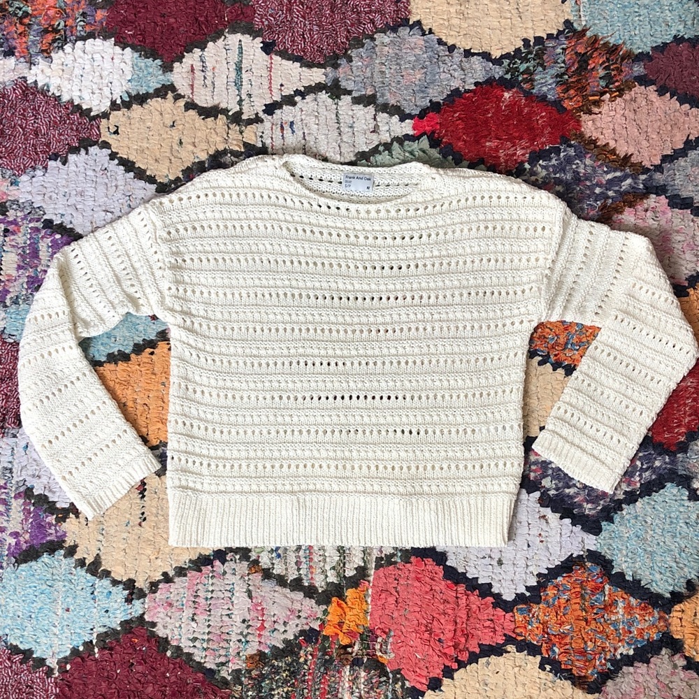 Frank & Oak Cream open Knit Sweater NWOT